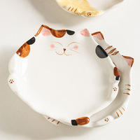 Bol japonais en porcelaine sous glaçure, motif chat mignon, esthétique raffinée, durable, pour dîner, fruits, salades et céréales, vente en gros