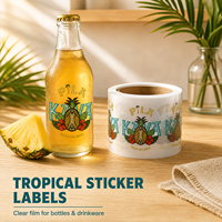 Étiquette autocollante transparente en papier thermique avec logo clair, rouleau adhésif personnalisé, étanche pour bouteille cosmétique, pot de soin, maïs et fruits