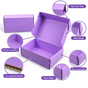 Caja de Cartón Corrugado Personalizada, Rectangular, Plegable, Color Morado, para Regalos y Manualidades, con Impresión a Cuatro Colores, Compatible con OEM y ODM - Product Image 2