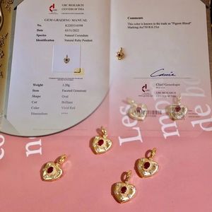 Xinfly Diy18k - Colgante de Oro Real de 18 Quilates con Rubí Natural de 0,25 Quilates y Diamante de 0,06 Quilates, Diseño de Corazón Grande, Nuevo Charm para la Creación de Joyas - Product Image 5
