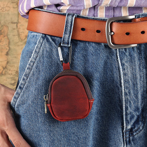 Porte-monnaie mini en cuir véritable, sacoche en cuir de vachette pleine fleur, portable, résistant à l'usure, pour homme, usage quotidien, couleur unie, moins de 2 pouces - Product Image 3