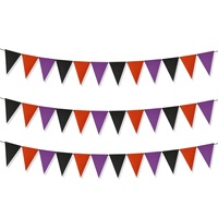 2026 Guirlande triangulaire transfrontalière à thème Halloween et anniversaire, noir, orange, violet, effet nacré, vente en gros