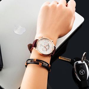 Business Men Wristwatch 3Pcs Gift Box <b>Set</b> Casual Quartz <b>Watch</b> with Cowhide Bracelet Nylon Replacement Strap - Product Image 4