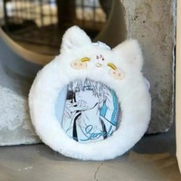 Porte-cartes animalier en peluche lapin mignon, style dessin animé, protecteur pour carte d'étudiant, carte de bus et porte-photo, avec fonction pendentif