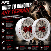 Jeu de roues à rayons Supermoto 17 pouces 7116-T6 avec jante blanche et moyeu CNC en aluminium pour Honda CRF250R/450R/CR125/250 Kit de course Supermotard