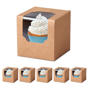 Individuele cupcake doosjes met transparant venster, witte kartonnen muffinverpakking, wegwerpverpakking voor cupcakes van voedselveilige kwaliteit - Product Image 5
