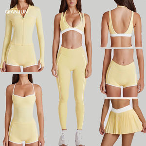 Conjunto Deportivo de 6 Piezas de Alta Calidad Personalizado, Transpirable, para Gimnasio, Leggings, Ropa Deportiva, Shorts, Brasier Deportivo, para Mujer, <span class=keywords><strong>Yoga</strong></span> - Product Image 1