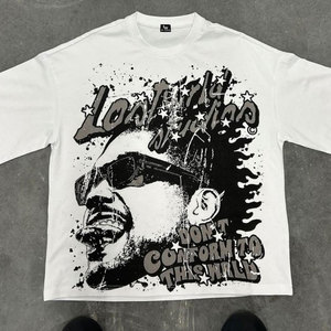 Bông Nặng Chải Kỹ Mềm <span class=keywords><strong>T</strong></span>ùy Chỉnh Đồ Họa In <span class=keywords><strong>T</strong></span> Áo Sơ Mi Nam Quá Khổ Screenprint Crew Cổ Heavyweight Áo Thun - Product Image 2