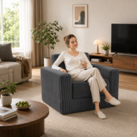 Canapé individuel inclinable carré en chenille avec rembourrage intégral en éponge, design moderne, canapé compressé pour salons d'hôtels et de villas