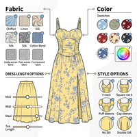 Robe longue décontractée pour femme, imprimé floral, bretelles spaghetti, col cœur, taille froncée, fente haute, idéale pour les vacances (OEM/ODM)