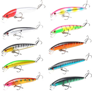 Leurre <span class=keywords><strong>de</strong></span> pêche flottant à queue longue 10cm 9g, crankbait wobbler, appât dur avec yeux 3D pour la pêche - Product Image 1