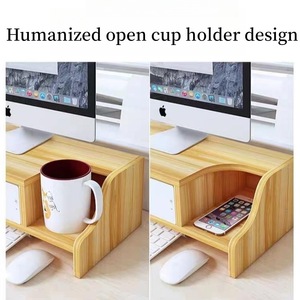 Soporte elevador para computadora de escritorio, mesa de almacenamiento para oficina, estante de almacenamiento para pantalla y teclado de bambú y madera, personalizado para exportación - Product Image 5