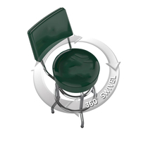 Vente en gros d'usine Siège rond rembourré rétro en métal Tabouret de bar chromé Dossier de tabouret de bar pivotant de style commercial