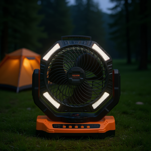 Ventilador LED recargable Vevor de 13 pulgadas, 4 velocidades, giro de 90 grados, temporizador USB, portátil para el hogar y camping - Product Image 2