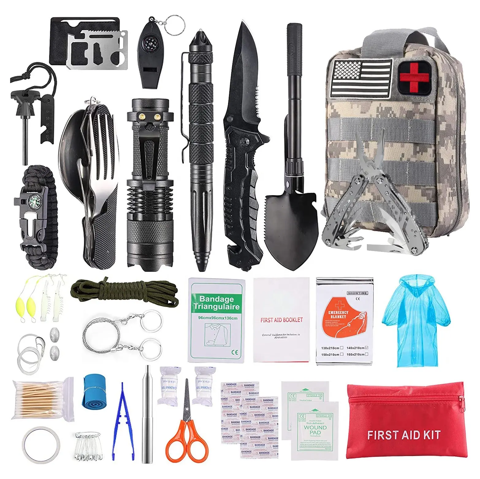 OEM ODM EMT Tactical earthquake Emergency Survival kit Gear Kit Equipment with Molle Pouch First Aid