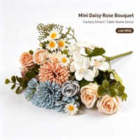 Fleur artificielle rétro d'automne, rose brodée à 7 branches, pour décoration d'arche de mariage, de porte ou de chemin, fausse fleur de camomille