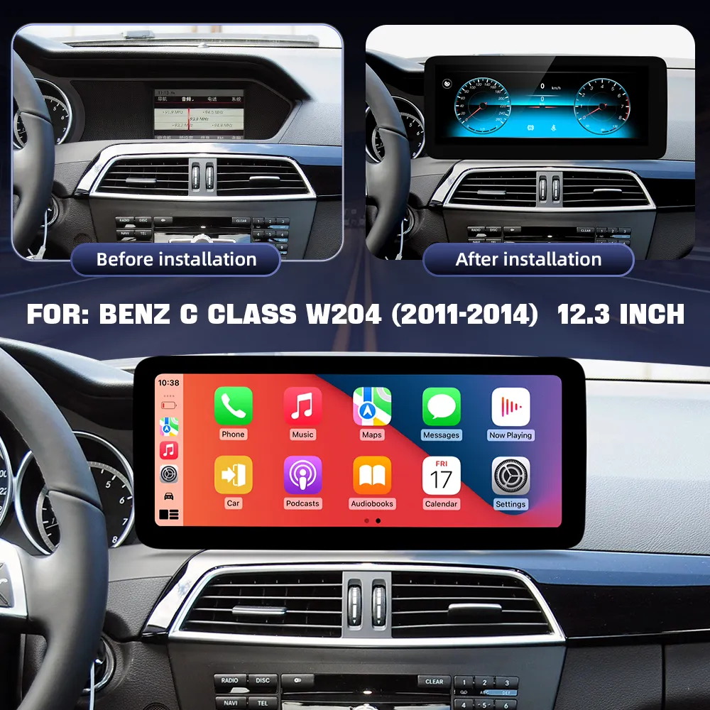 ZLH 12.3 inç Android 13 dokunmatik ekran oto CarPlay için Mercedes Benz C V sınıfı W204 W205 W205 2008 2014 2015 araba GPS BT 4GSIM