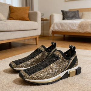 Zapatos Casuales de Lujo con Diamantes para Hombre, con Tela Elástica para un Calzado Cómodo, y Zapatos para Caminar para Mujer - Product Image 1