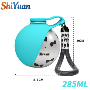 SHIYUAN - Botella de Agua <span class=keywords><strong>para</strong></span> <span class=keywords><strong>Perros</strong></span> de Acero Inoxidable 304, Bebedero Portátil Esférico <span class=keywords><strong>para</strong></span> Mascotas con Tazón de Silicona Plegable - Product Image 2