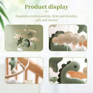 Móvil de Cuna Minimalista Estilo Instagram con Dinosaurios y Nubes, Juguete Colgante Giratorio para Bebés, Ayuda para Dormir - Product Image 3