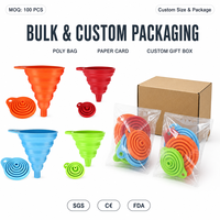 Entonnoir pliable en silicone de qualité alimentaire, mini, petit, moyen, grand, pour transfert d'huile et de poudre dans des bocaux à large ouverture