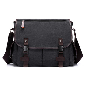 Men's <b>Canvas</b> Laptop <b>Bag</b> Adjustable Strap Buckle Closure <b>Large</b> Capacity Messenger <b>Bag</b> for Office Workers and Students - Product Image 4