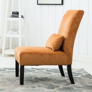 DB Pisano Silla decorativa sin brazos de tela de chenilla naranja contemporánea con almohada para sala de estar - Product Image 3