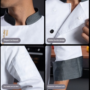 Delantales DE TRABAJO DE Chef de manga larga para Otoño e Invierno para hombres y mujeres, nuevos uniformes de cocina de talla grande para catering, restaurante, cocina tejida - Product Image 4