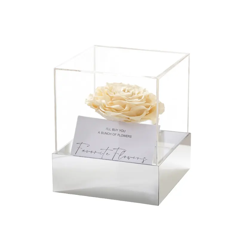 Großhandel elegante Acryl Box transparente kleine quadratische Single Rose Flower Box Geschenk box für Souvenir