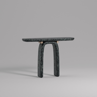 Table console artistique en marbre Dream Home, plateau rectangulaire arrondi, base en U, meuble d'appoint de luxe pour couloir, design de créateur
