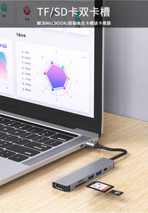 Adaptador <span class=keywords><strong>de</strong></span> concentrador tipo C multipuerto 6 en 1 con lector <span class=keywords><strong>de</strong></span> tarjetas compatible con HDMI 4K USB3.0 TF SD Reader All in One USB Hub para <span class=keywords><strong>PC</strong></span> portátil - Product Image 5