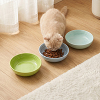 Gamelle en céramique simple, unie ou rayée, à fond profond, grande capacité, anti-renversement, pour chien et chat, pour nourriture et eau, vente en gros