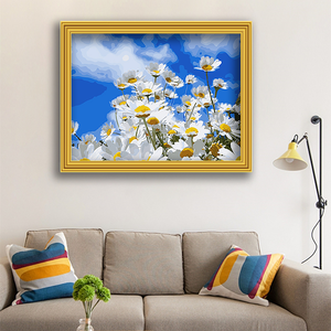 Arte de la pared flor pintura al óleo <span class=keywords><strong>por</strong></span> números Diy flores silvestres blancas decoración de jardín <span class=keywords><strong>cuadros</strong></span> <span class=keywords><strong>para</strong></span> la decoración del hogar foto - Product Image 3