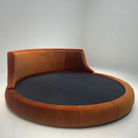 Lit rond en cuir de taille king size, pas cher, avec matelas