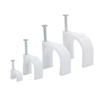 Clip de câble rond en plastique PE blanc de haute qualité avec clou en acier, fixation pour gestion de câbles circulaires de 4 à 25 mm pour fixation murale électrique