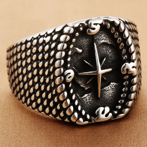 Men's Stainless Steel <b>Cross</b> <b>Ring</b> <b>Silver</b> Punk Style Retro Fashion Jewelry Gift 280720 - Product Image 1