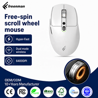 Mouse Nirkabel Optik Kantor Baru, BT Dual-Mode, Ergonomis, Portabel, 6400DPI, Pengguliran Super Cepat