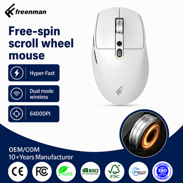 New Arrival BT Dual-Mode Mouse Portable Ergonomic Mouse 6400DPI Hyper-Fast Scrolling Optical Office Wireless Mouse