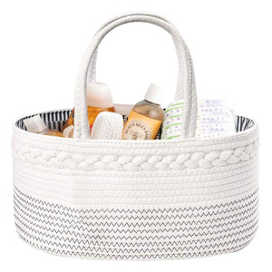 Cesta portátil de cuerda de algodón con compartimentos para ropa de bebé y cuidado de pañales, para uso en el hogar, dormitorio y sala de estar. - Product Image 2