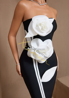 Robe de soirée élégante pour femme Ocstrade, tendance, couleur contrastée, fleurs 3D, robe moulante, corset sans bretelles