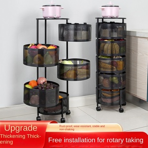 Étagère de <span class=keywords><strong>cuisine</strong></span> rotative multicouche Étagère à légumes multifonctionnelle en métal pratique avec ancien cadre rond - Product Image 2