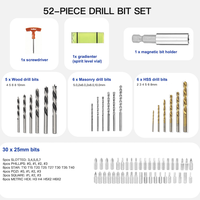 RISING RS-050 Lot de 50 forets hélicoïdaux HSS4241 avec étui de rangement - DIN 338, revêtement titane, bord rectifié pour maçonnerie/métal/bois