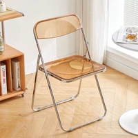 Moderne Metall-Klappstühle mit Transparentem Acrylsitz und -rückenlehne, Stapelbare Tragbare Esszimmerstühle für Zuhause, Café, Restaurant und Veranstaltungen