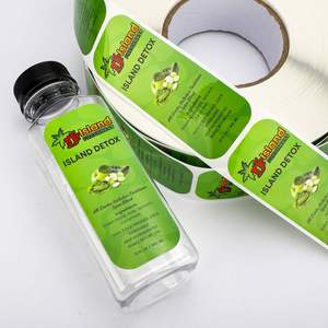 Island Freshness Self-Adhesive Rectangular PET Label Roll Waterproof <b>for</b> Tropical <b>Fruit</b> Juice Beverage Packaging - Product Image 2