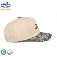 OEM ODM Maatwerk 5 Panelen Lederen Baseballpet Twee Kleuren Camouflage Print Petten voor Heren Dames Sportief Streetwear Reizen