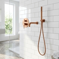 Remplisseur de douche de pluie de robinet de baignoire à une poignée fixé au mur moderne en laiton poli avec noyau de valve en céramique
