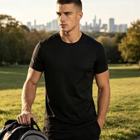 T-shirt de sport d'été à col rond en soie glacée à séchage rapide et extensible pour homme, en tissu maillé, personnalisable avec logo