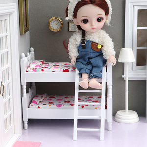 Maison de <span class=keywords><strong>poupée</strong></span> <span class=keywords><strong>en</strong></span> <span class=keywords><strong>bois</strong></span> 1:12, mini-meubles, chambre d'enfant, micro-scène, lit superposé miniature <span class=keywords><strong>en</strong></span> forme de fraise - Product Image 4