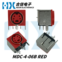 Connecteurs DIN en angle droit HX Factory Direct MDC-4-06B ROUGE Série MDC, base mini DIN femelle, coque en fer, prise de clavier