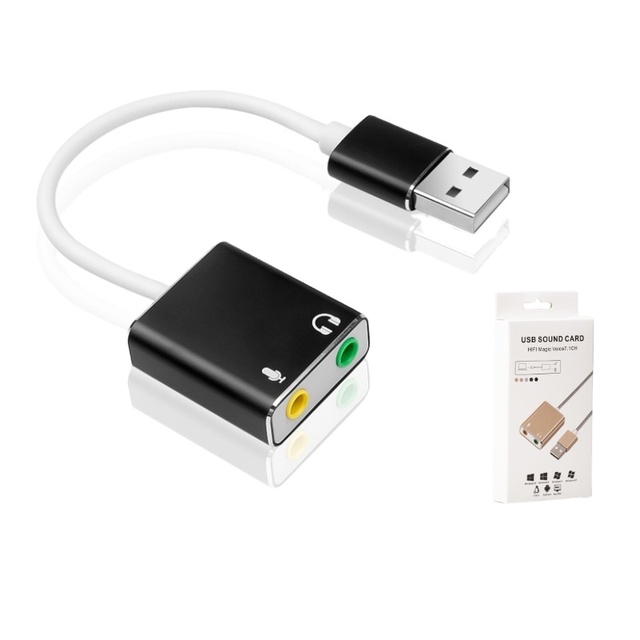USB Wired External Aluminum Alloy 7.1 Sound Card for Laptop Supports Interface No Driver Required